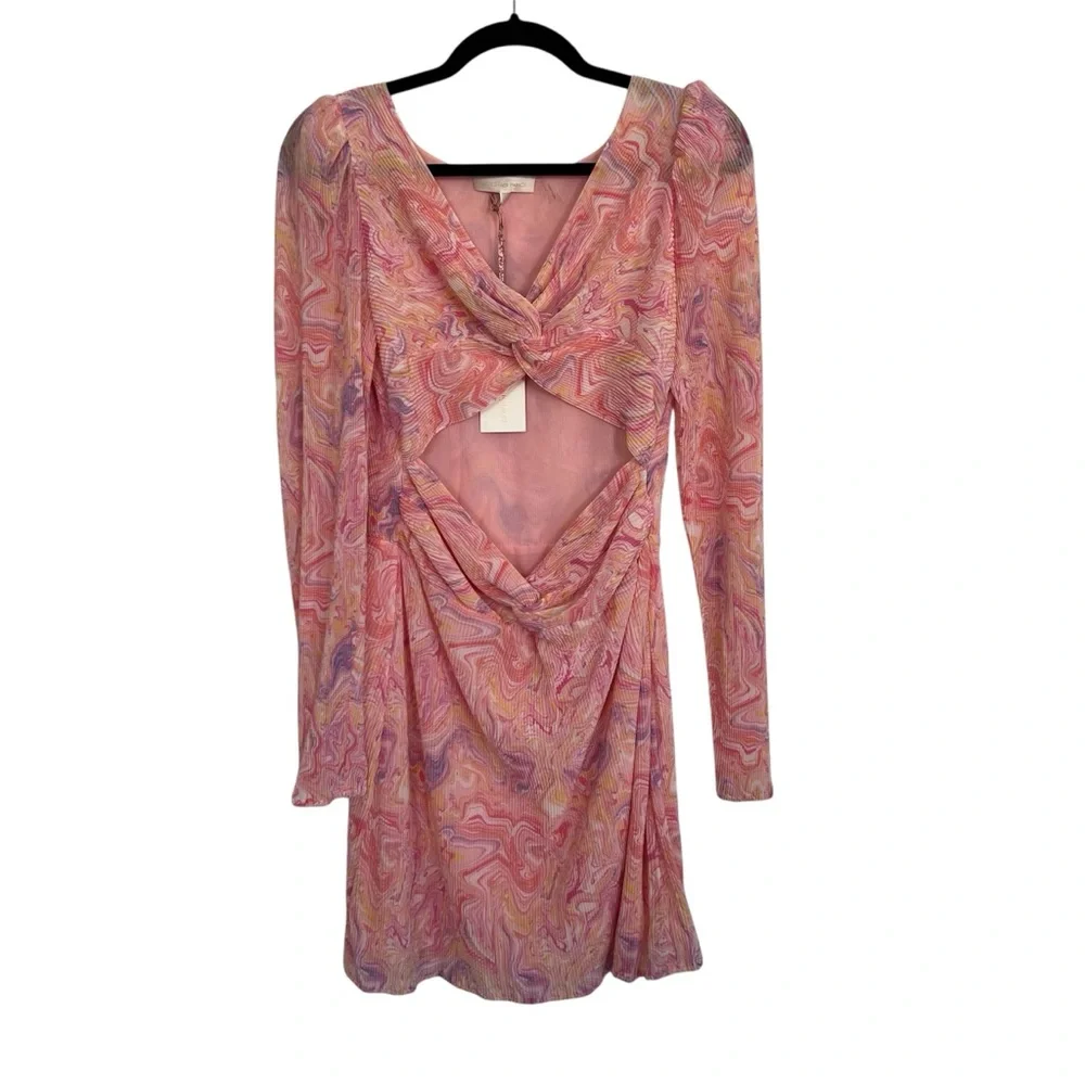 LoveShackFancy Nanita Marble Cut Out Mini Dress in Golden Maze NWT